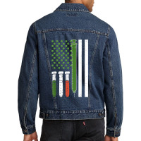 American Flag Irish Nurse Syringe Shamrock St Patricks Day Men Denim Jacket | Artistshot