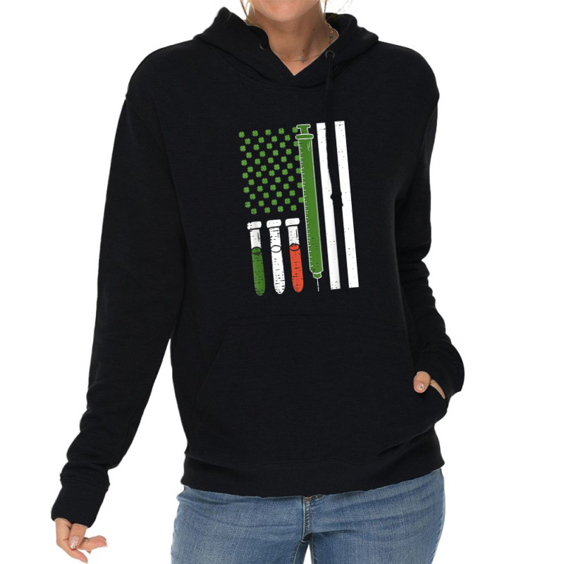 American Flag Irish Nurse Syringe Shamrock St Patricks Day Lightweight Hoodie | Artistshot