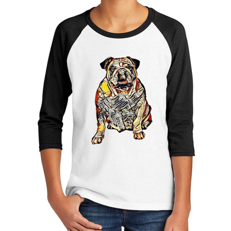 A Happy Bulldog Sitting Facin Youth 3/4 Sleeve | Artistshot