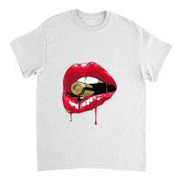 Red Lips Bullet Biting Classic T-shirt | Artistshot