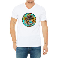 Rattlesnake And Sunflower V-neck Tee | Artistshot