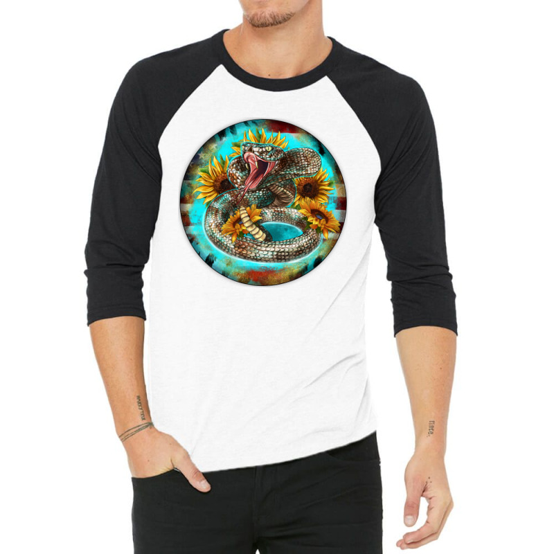 Rattlesnake And Sunflower 3/4 Sleeve Shirt by Christmas Ornament Shop | Artistshot