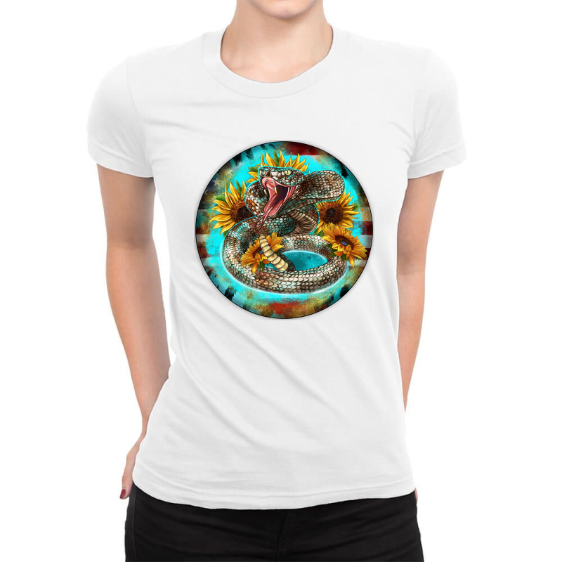 Rattlesnake And Sunflower Ladies Fitted T-Shirt by Christmas Ornament Shop | Artistshot