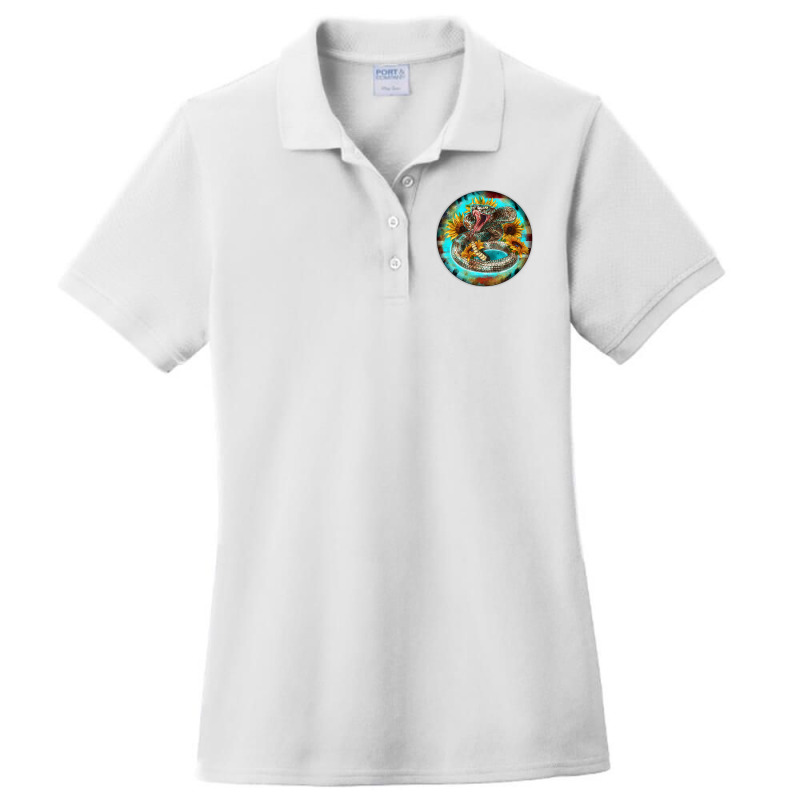 Rattlesnake And Sunflower Ladies Polo Shirt by Christmas Ornament Shop | Artistshot