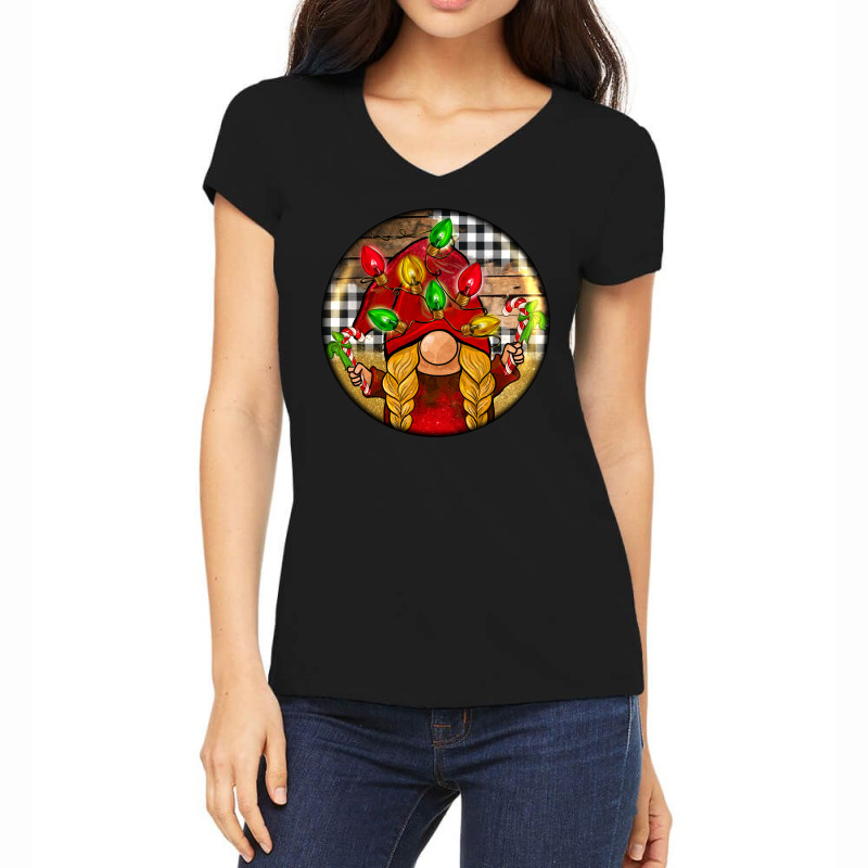 Christmas Gnome Women's V-Neck T-Shirt by Christmas Ornament Shop | Artistshot