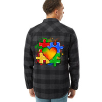 Autism Puzzle Pieces Heart Flannel Shirt | Artistshot