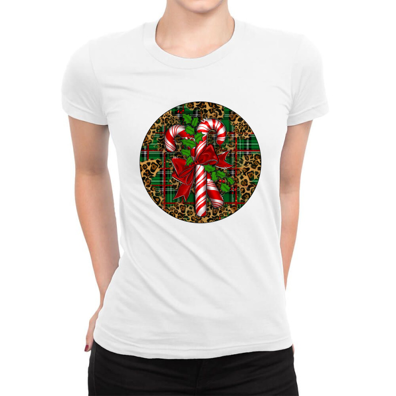 Candy Cane Christmas Ladies Fitted T-Shirt by Christmas Ornament Shop | Artistshot