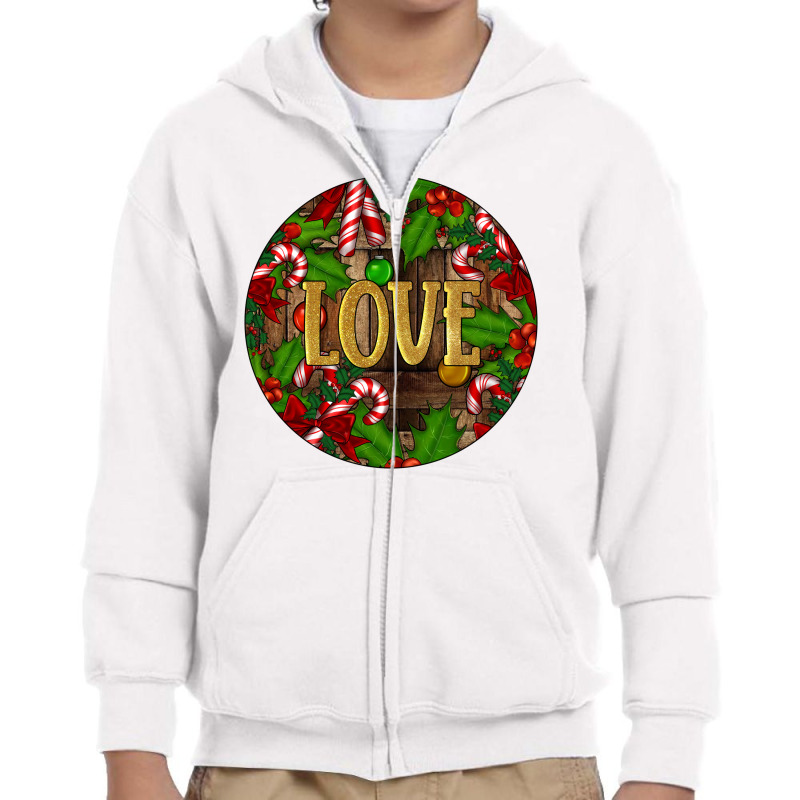 Christmas Love Youth Zipper Hoodie by Christmas Ornament Shop | Artistshot