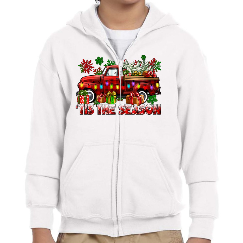 Tis The Season Christmas Truck Youth Zipper Hoodie by CowGirlArtShop | Artistshot