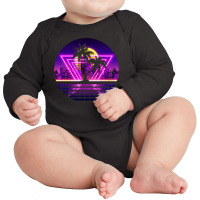 Vaporwave Palm Long Sleeve Baby Bodysuit | Artistshot