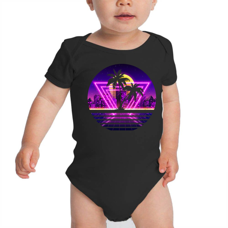 Vaporwave Palm Baby Bodysuit by autlu2024 | Artistshot