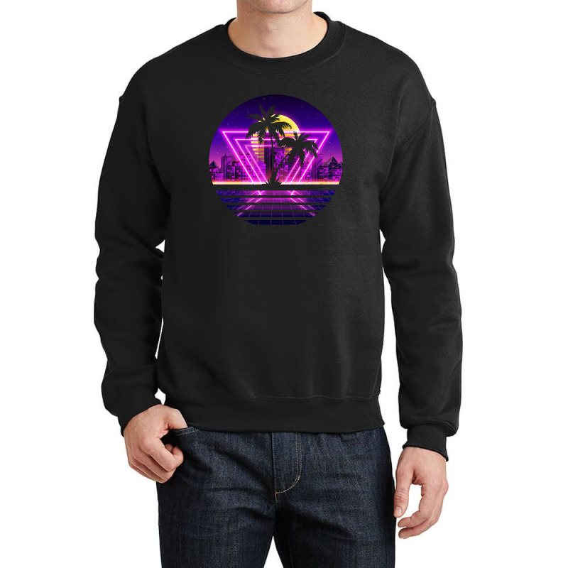 Vaporwave Palm Crewneck Sweatshirt by autlu2024 | Artistshot