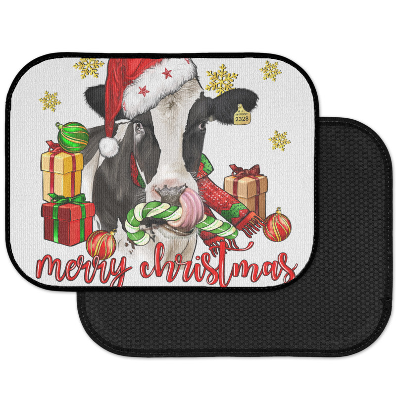 Custom Merry Christmas Heifer Cow Rear Car Mat By Cowgirlartshop ...