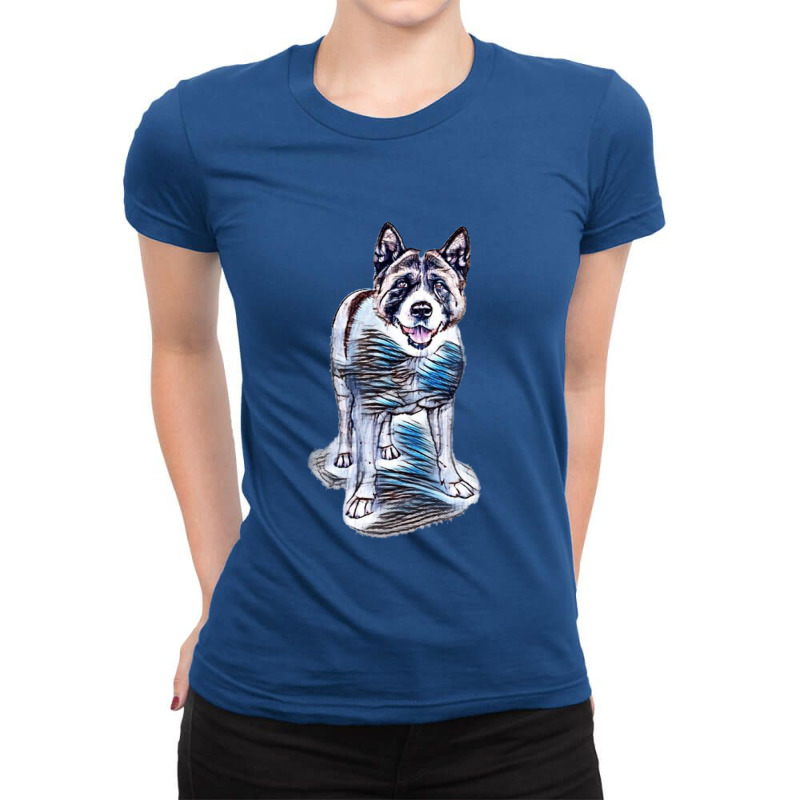 Full Length Portrait Of Akita Ladies Fitted T-Shirt by Kemnabi | Artistshot