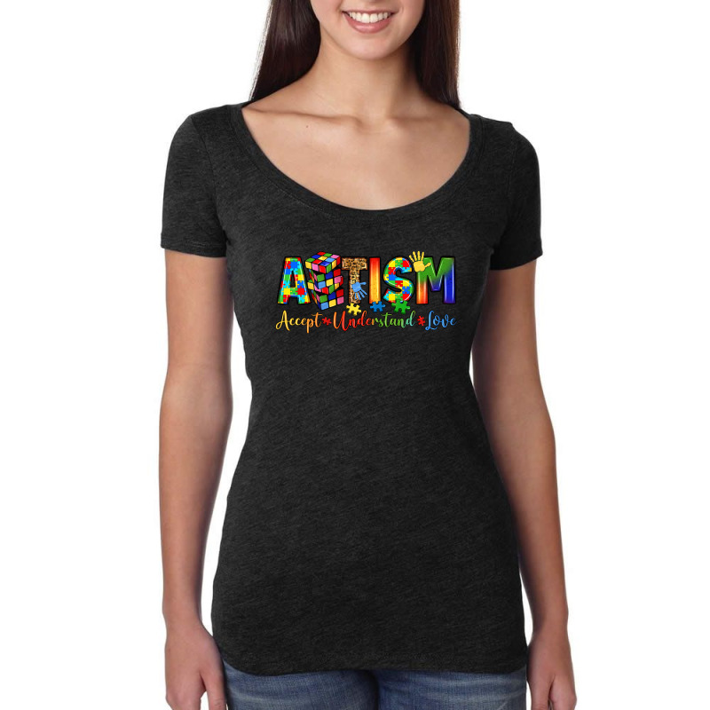 Autism Accept Understand Love Women's Triblend Scoop T-shirt by LillyAllenDesigns | Artistshot