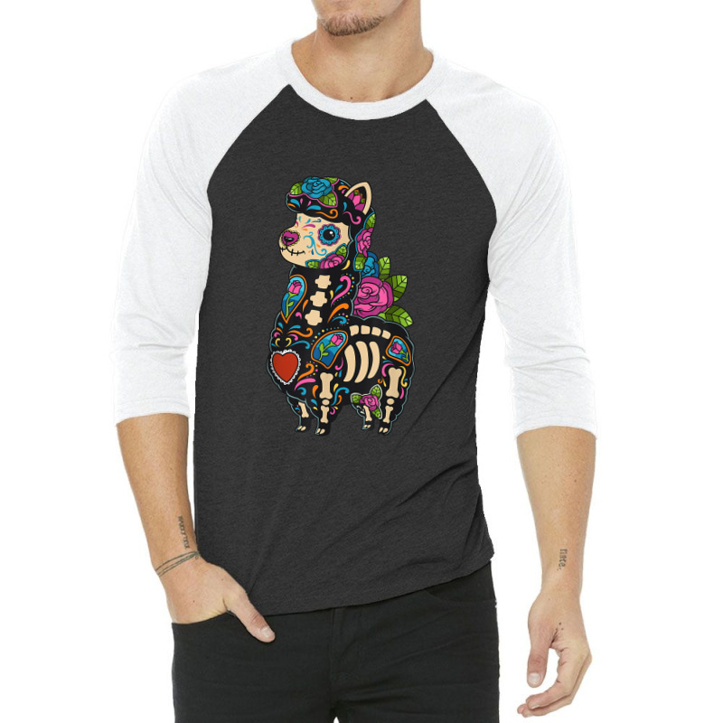 Llama Sugar Skull Mexico Alpaca Calavera Dia De Los Muertos T Shirt 3/4 Sleeve Shirt by Yuh2105 | Artistshot