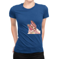 Portrait Of Black Mask Akita Ladies Fitted T-shirt | Artistshot