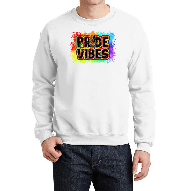 Pride Vibes Lightning Bolt Lgbt Crewneck Sweatshirt by LillyAllenDesigns | Artistshot