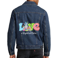 Funny Gnome Bunny Love Registered Nurse Easter Christians Men Denim Jacket | Artistshot