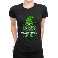 Funny Gnome Lucky Oncology Nurse St Patricks Day Shamrock Ladies Fitted T-shirt | Artistshot