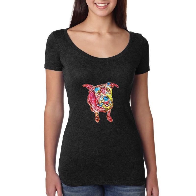 Cute And Happy Mixed Breed Sc Women's Triblend Scoop T-shirt by Kemnabi | Artistshot