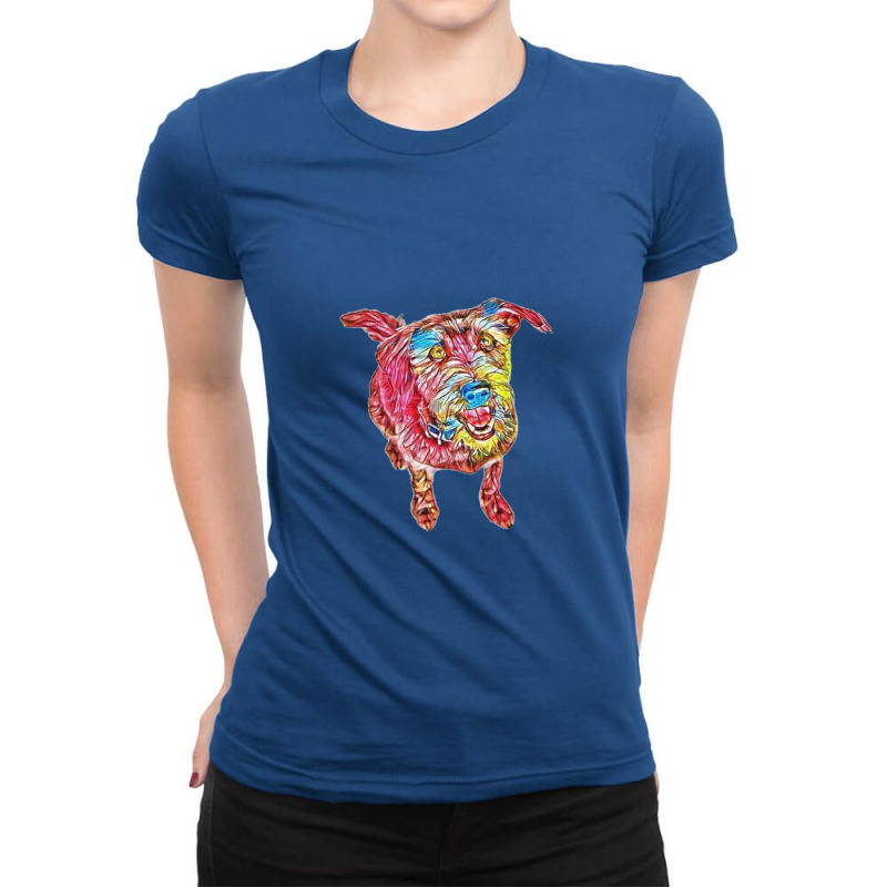 Cute And Happy Mixed Breed Sc Ladies Fitted T-Shirt by Kemnabi | Artistshot