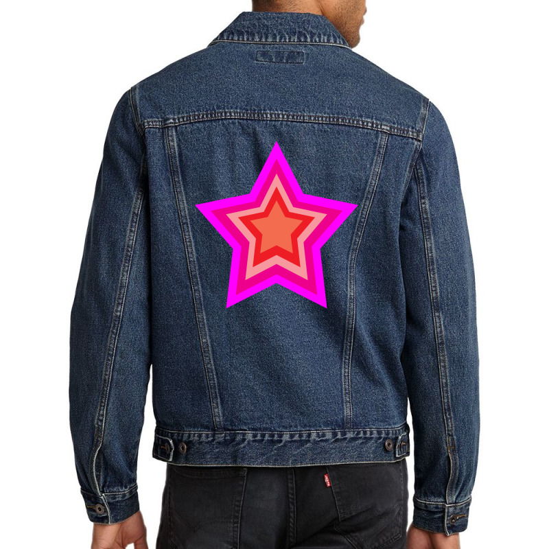 Lightning Star Red Star Orange Star Yellow Star Peach Star Teal Star Men Denim Jacket by Terasshot | Artistshot