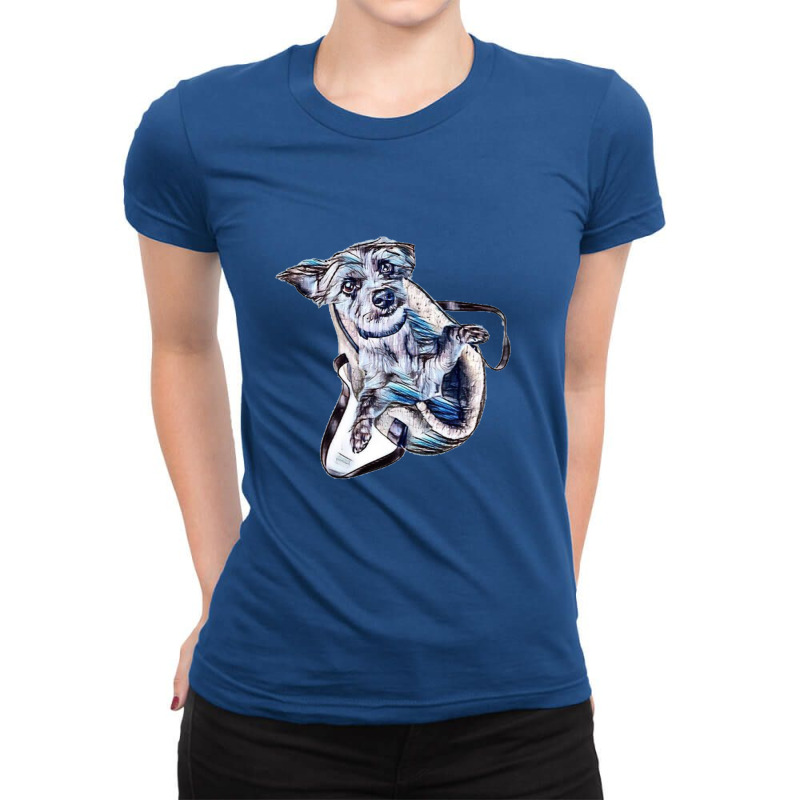 Cute Little Terrier Dog Stand Ladies Fitted T-Shirt by Kemnabi | Artistshot