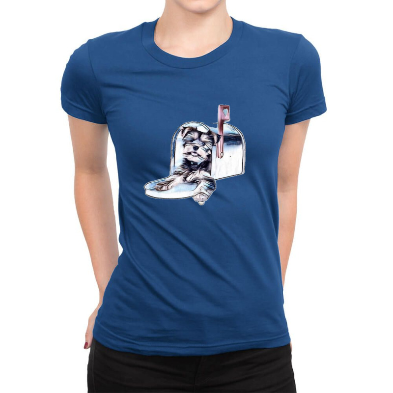 Cute Puppy Delivered To A Mai Ladies Fitted T-Shirt by Kemnabi | Artistshot