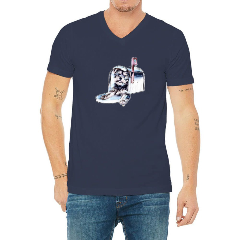 Cute Puppy Delivered To A Mai V-Neck Tee by Kemnabi | Artistshot