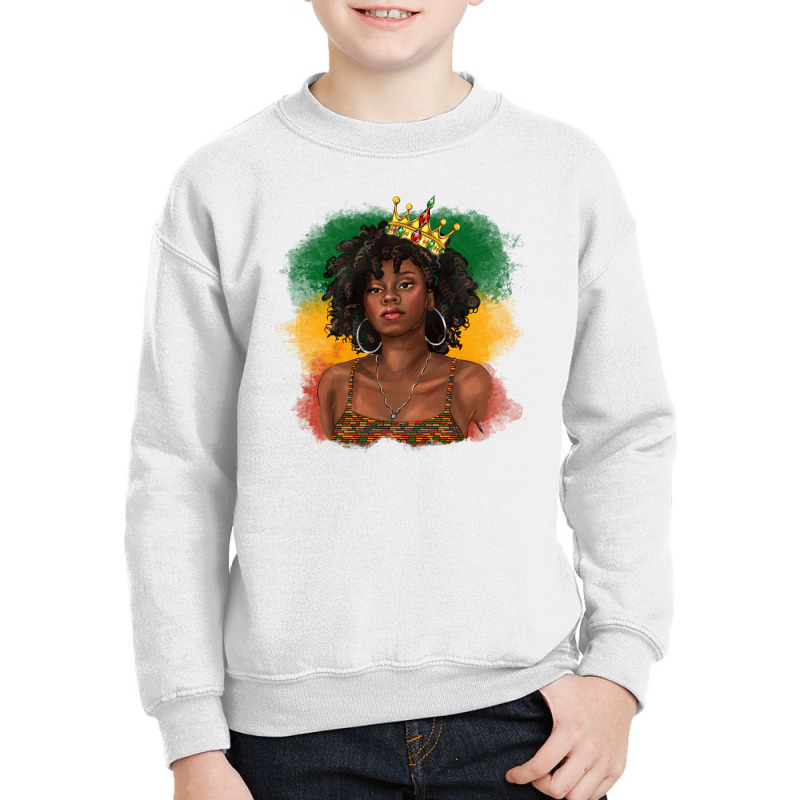 Black Queen With Juneteenth Flag Youth Sweatshirt by texasbilliewilder | Artistshot