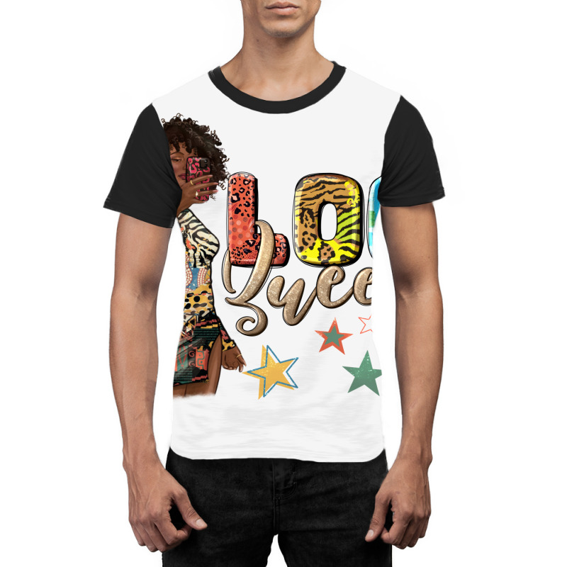 Afro Woman Loc Queen Graphic T-shirt by texasbilliewilder | Artistshot