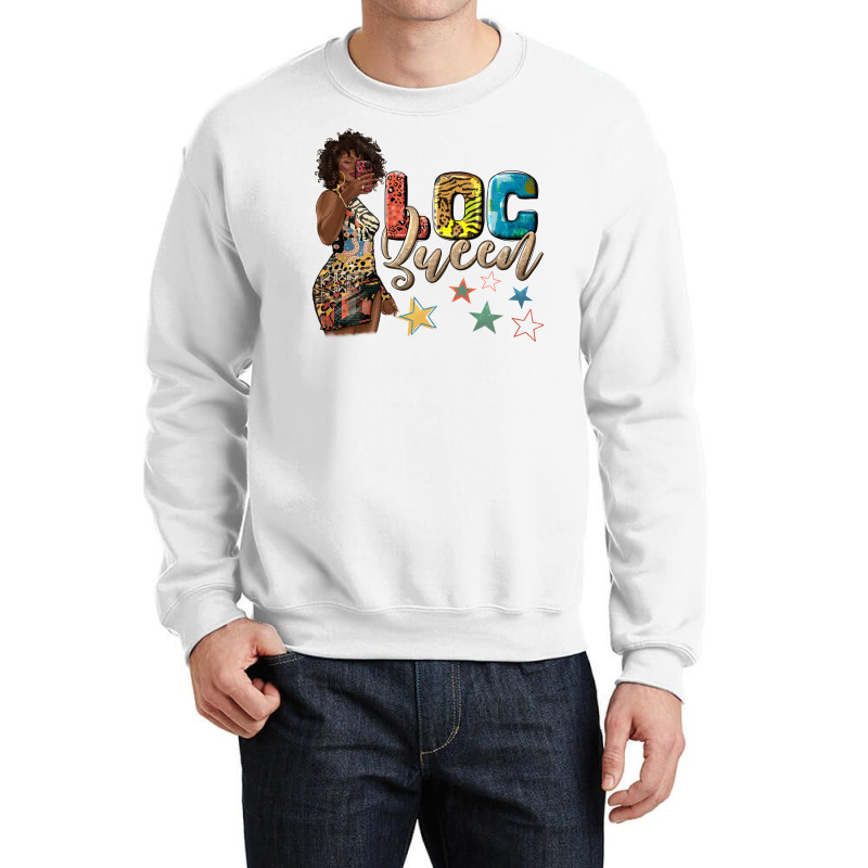 Afro Woman Loc Queen Crewneck Sweatshirt by texasbilliewilder | Artistshot