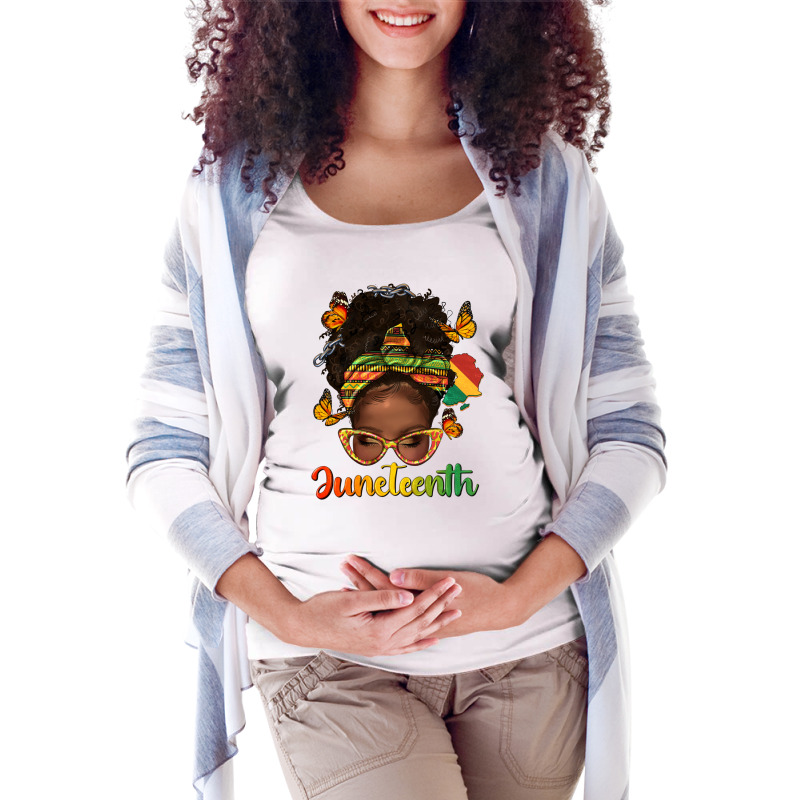 Afro Messy Bun Juneteenth Maternity Scoop Neck T-shirt by texasbilliewilder | Artistshot