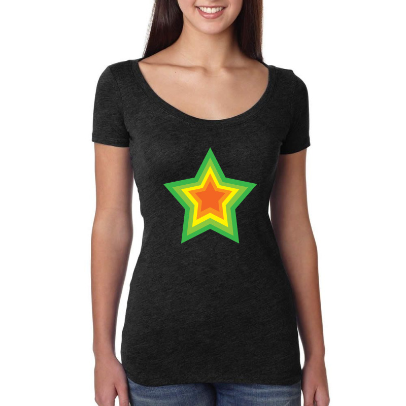 Lightning Star Red Star Orange Star Yellow Star Peach Star Teal Star Women's Triblend Scoop T-shirt by Terasshot | Artistshot