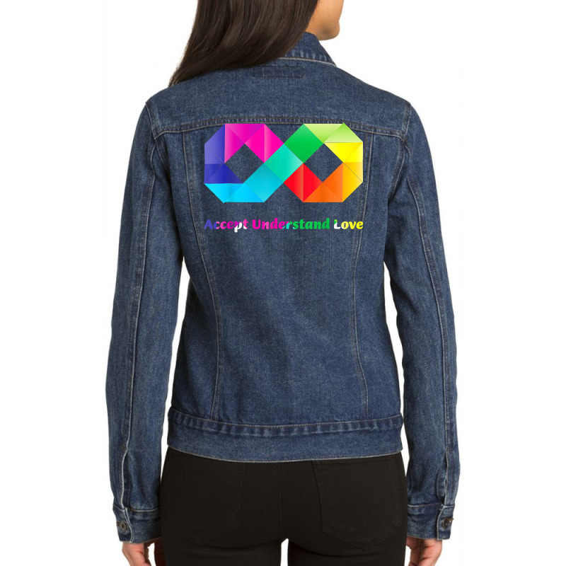 Accept Understand Love Infinity Autism Awareness T Shirt Ladies Denim Jacket by lissuttie | Artistshot