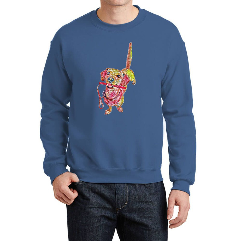 Happy Dog Wagging Tail With L Crewneck Sweatshirt | Artistshot