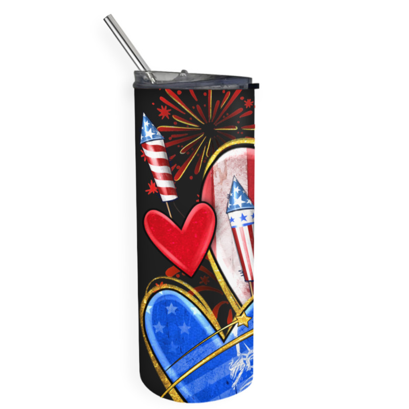 4th Of July Hearts Skinny Tumbler | Artistshot