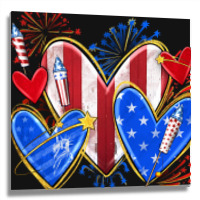 4th Of July Hearts Metal Print Square | Artistshot