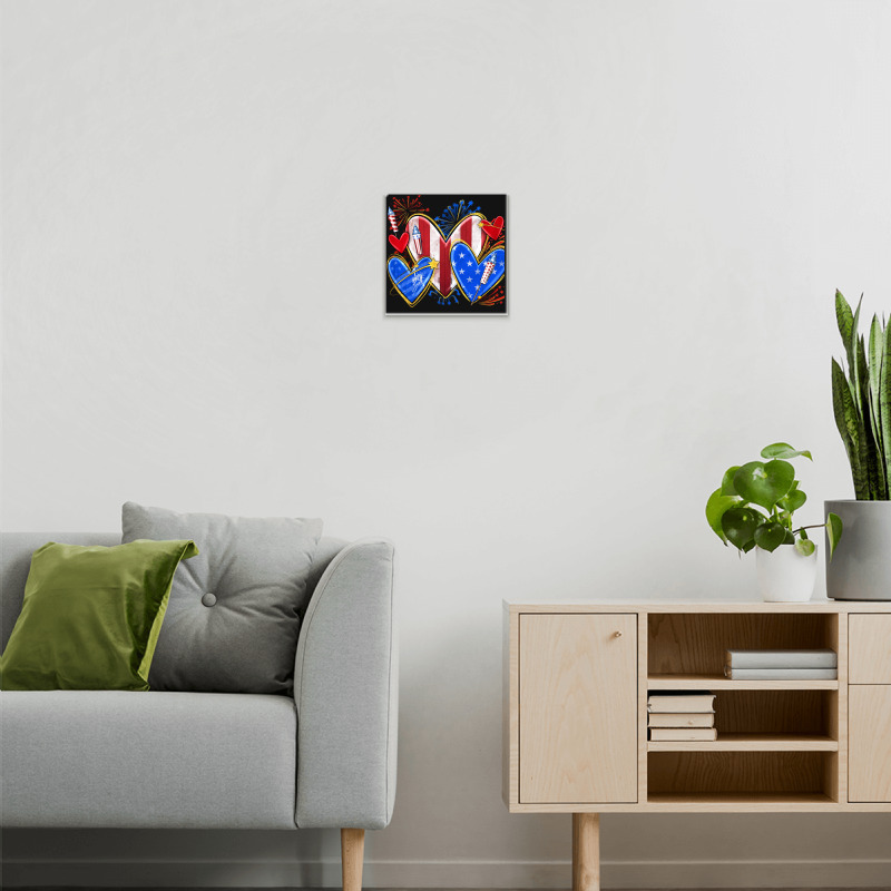 4th Of July Hearts Metal Print Square | Artistshot