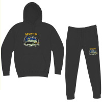 Retro Carabiner New York Fishing Raglan Baseball Tee Hoodie & Jogger Set | Artistshot