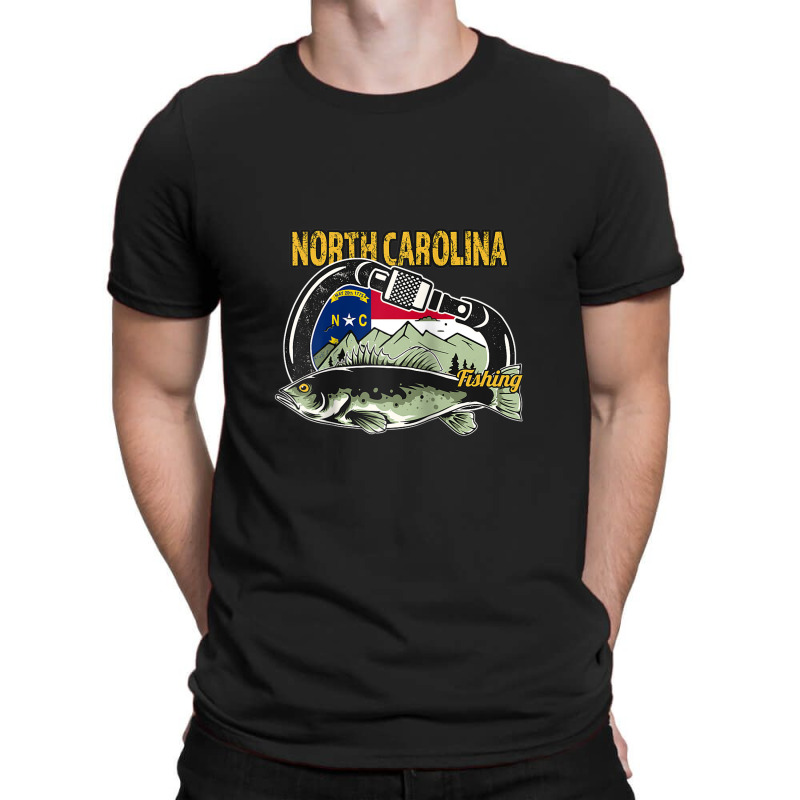 Retro Carabiner North Carolina Fishing Raglan Baseball Tee T-shirt | Artistshot