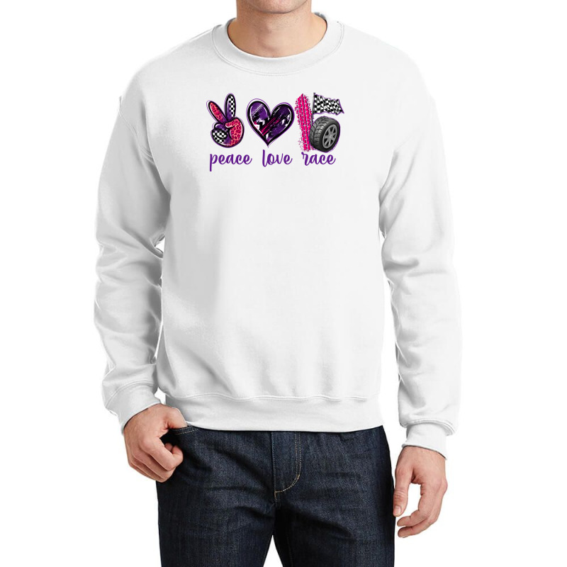 Peace Love Race Crewneck Sweatshirt by texasbilliewilder | Artistshot