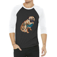 Dog - Pug Breed Sitting On Wh 3/4 Sleeve Shirt | Artistshot