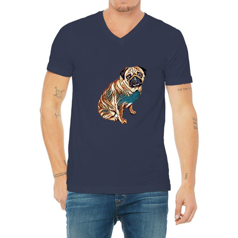 Dog - Pug Breed Sitting On Wh V-neck Tee | Artistshot