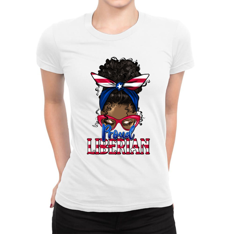 Proud Liberian Afro Messy Bun Latina Ladies Fitted T-Shirt by HRA Design Shop | Artistshot