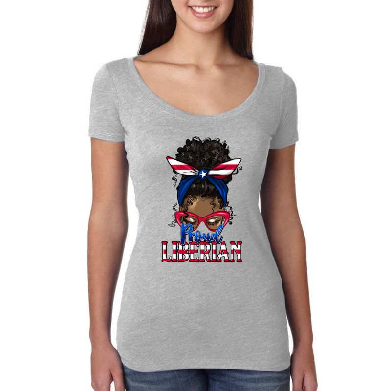 Proud Liberian Afro Messy Bun Latina Women's Triblend Scoop T-shirt by HRA Design Shop | Artistshot