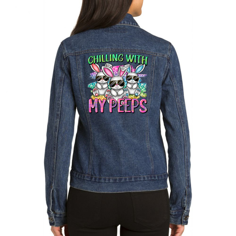 Chilling With My Peeps Easter Bunnies Cowgirl Cowg Ladies Denim Jacket | Artistshot