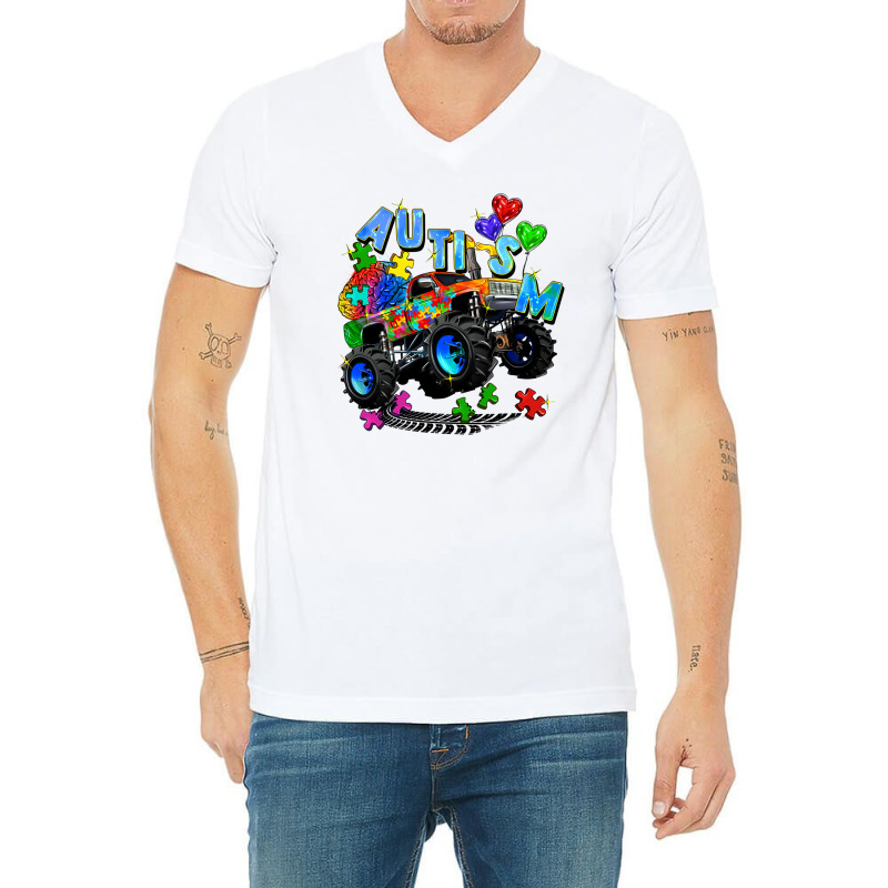 Monster Truck Autism V-neck Tee | Artistshot