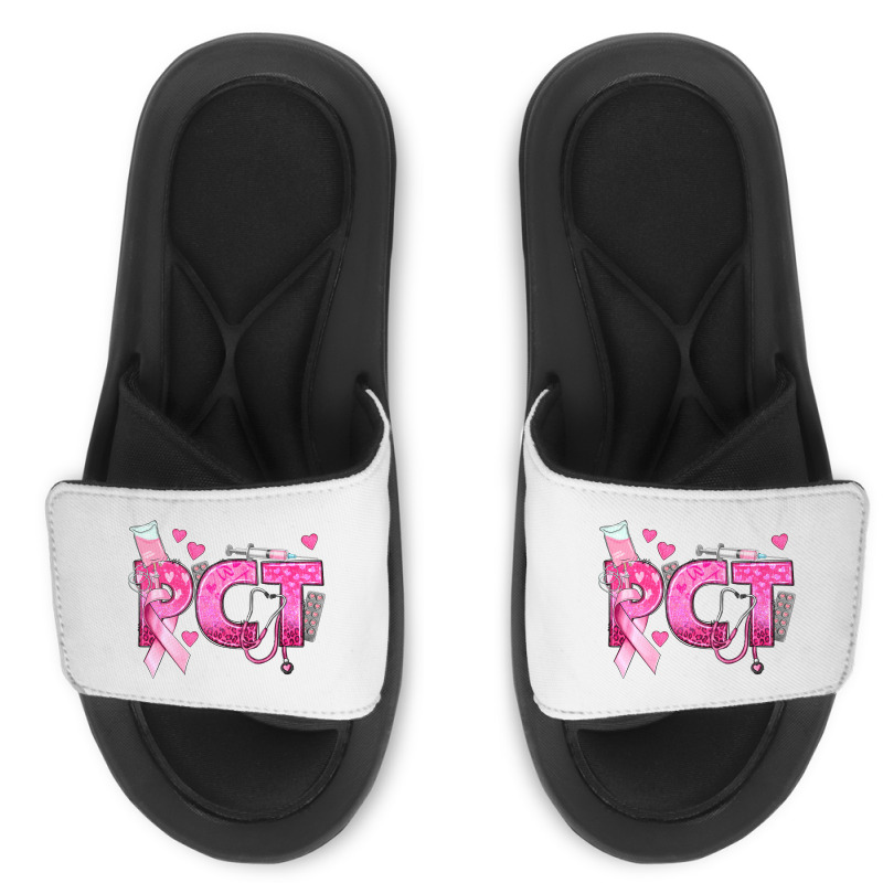 Breast Cancer Pct Patient Care Technician Slide Sandal | Artistshot